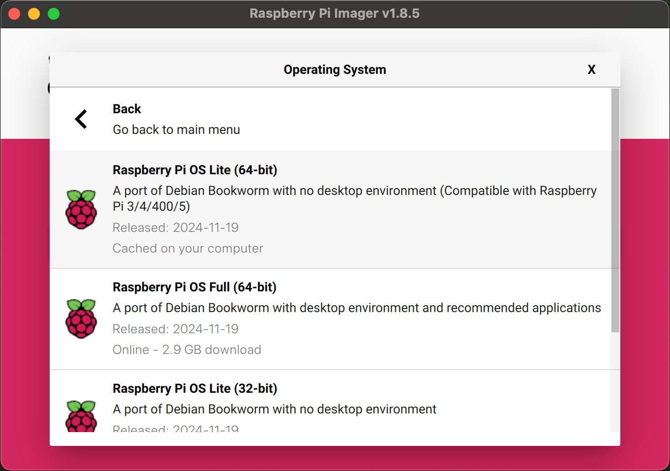 For Pi 3 and higher pick the 64bit Lite version of the OS