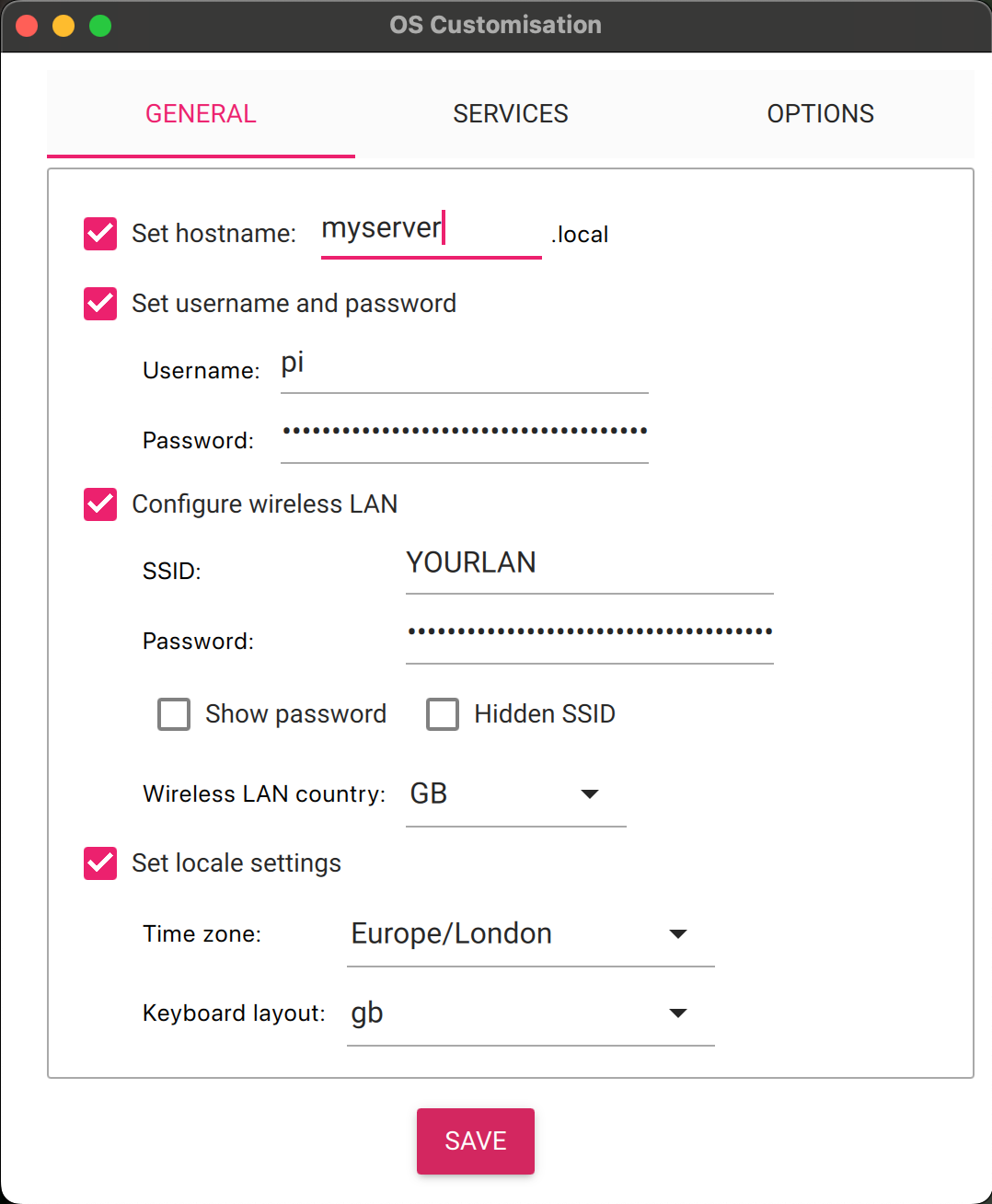 Set your options so you're able to connect later